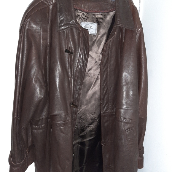 Creations De Cuir Andre Leather Driving Jacket w/Shearling Collar - Picture 2 of 9